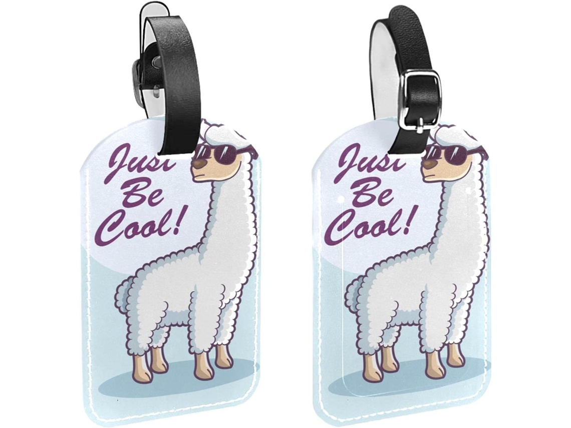 Conjunto De 2 Etiquetas Viagem Just Be Cool Em Alpaca Bolsas, Malas E Bagagens, Com Alça De Segurança