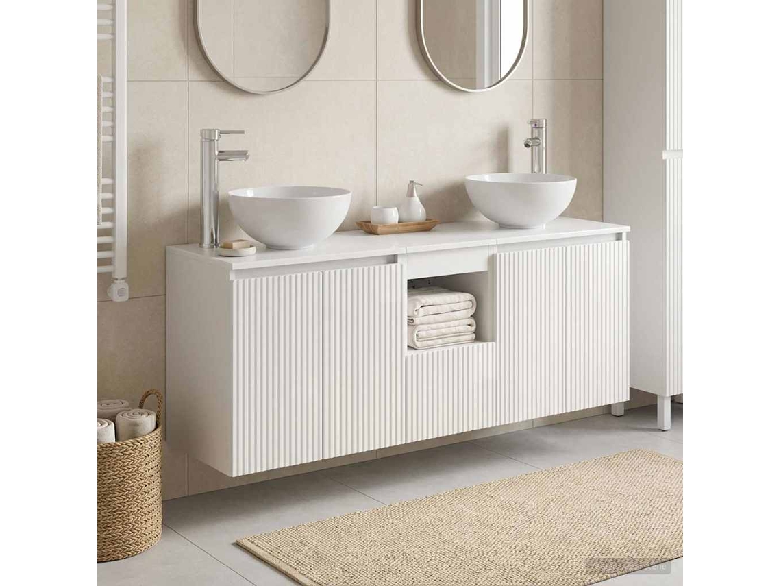 Vidaxl Conjunto De Armários Para Banheiro 3 Unid. Branco Brilhante