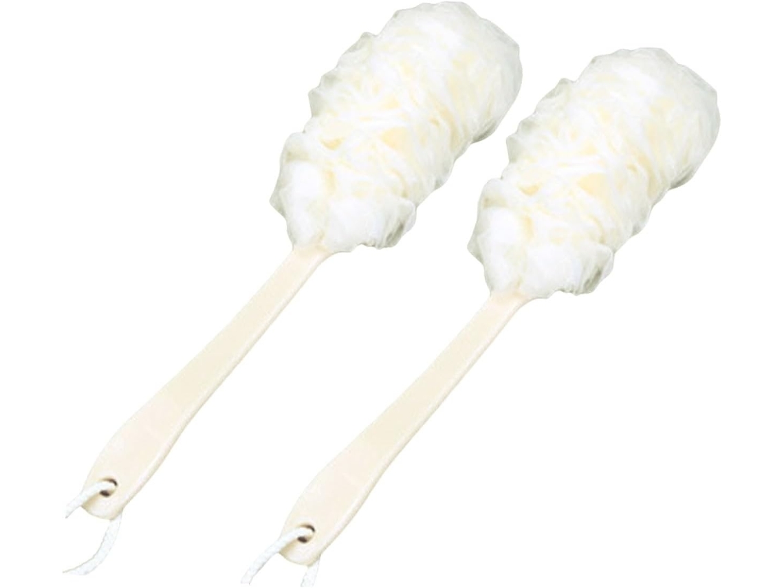 Lurelia Kit De 2 Buchas Vegetais De Banho De Cuidado Corporal, Cabo Longo, Com Argola E Cor Branco