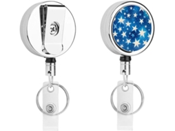 Porta Crachás Retrátil Com Estampa De Estrelas Azuis Brilhantes Enfermagem Divertidos, Com Clipe, Porta Crachá Fofo