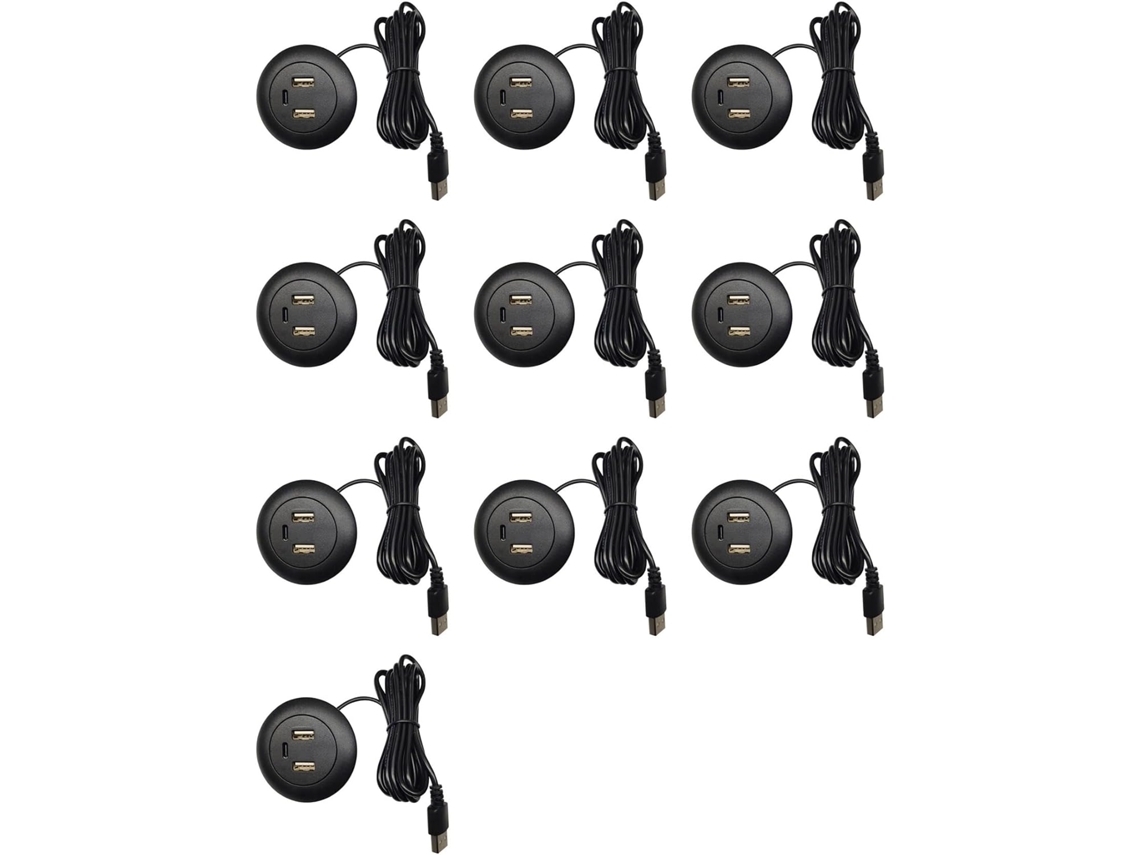 Hub Usb Embutido Para Mesa Com 10 Furos, Divisor De Carregador Tipo C