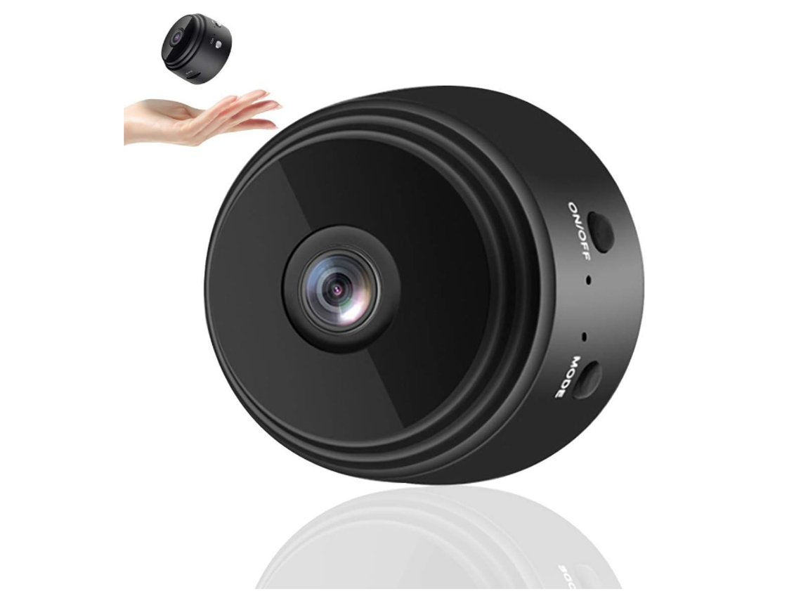 Minicâmera portátil Bestvite, câmera sem fio HD 1080P com visão noturna e detecção de movimento para segurança residencial (preta)