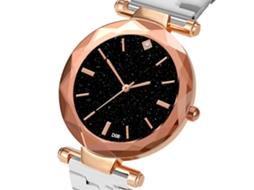 Relógio de Pulso Analógico com Pulseira de Aço Estilo Fashion e Movimento Quartzo Prata