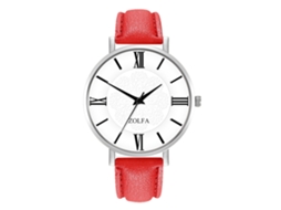 Relógio de Couro Pu com Números Romanos Estilo Minimalista para Mulher (vermelho)