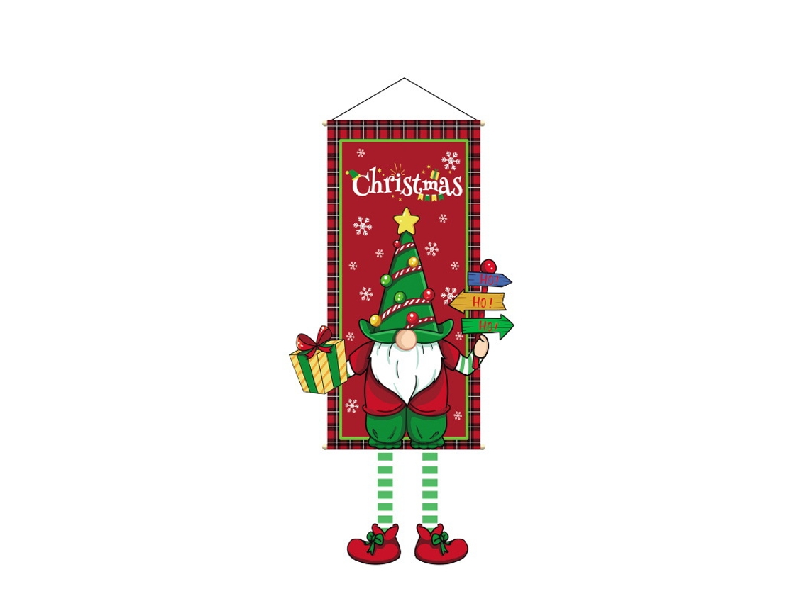 Lurelia Cenário Natalício Faixa Festa Natal Pano Fundo Pendurar Tecido 011 Estilo Gnomo 110 X 40 Cm