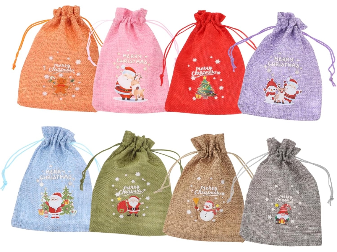 Sacolas Grandes Para Presentes De Natal, Sacolas Natalinas Com Cordão Para Doces De Natal. Gokoco