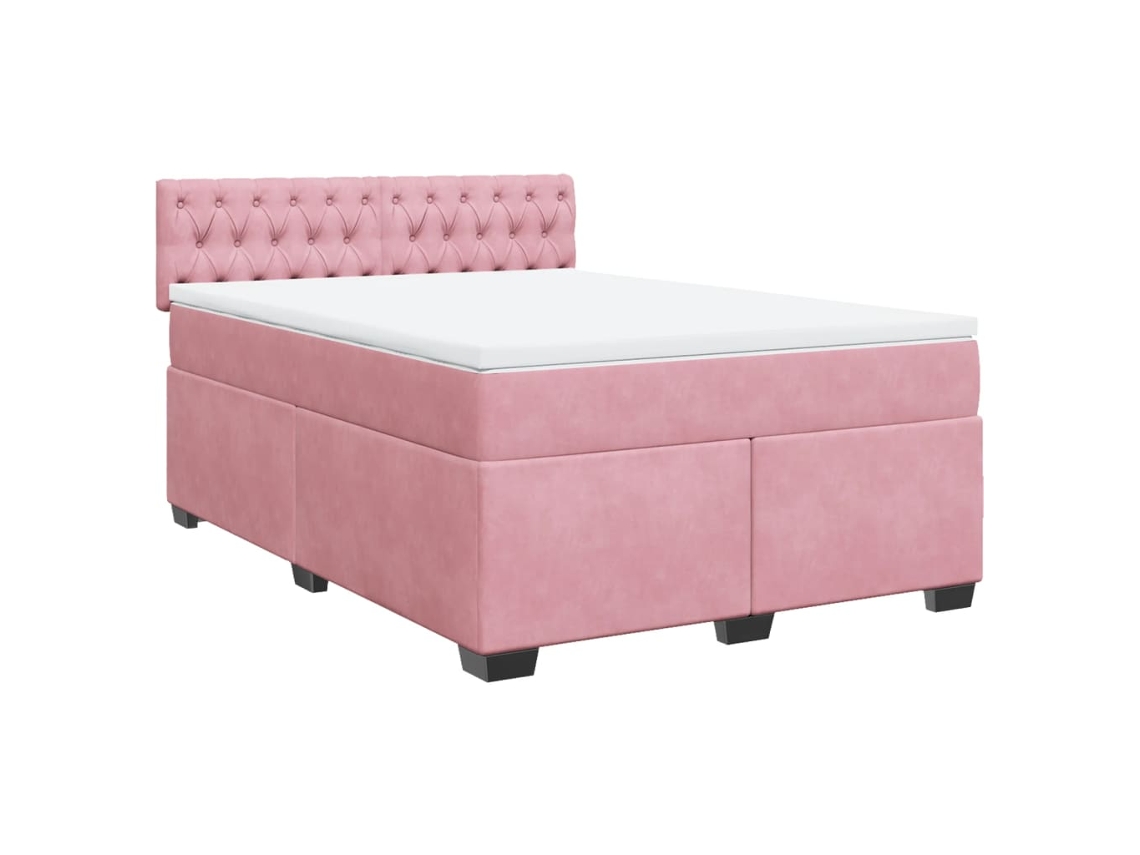 Cama com Molas/colchão 160x200 Cm Veludo Rosa MAISON EXCLUSIVE