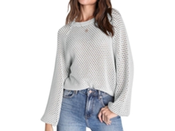 Escolha Sólida - Pulôver Com Design De Rede De Peixe - Gola Redonda - Leve - Respirável - Feminino - Design Elegante - Suéter