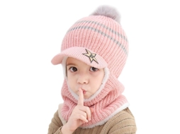 2026 gorro Balaclava para Crianças Bufanda Polar com Pompon Gorro de Ski Gorro de Lã