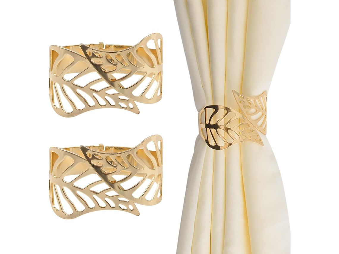 Conjunto De 2 Fivelas Metal Criativas Para Corda Cortina, Com Folhas Vazadas, Acessórios Decorativos Janelas, Casa E Escritório (d Aquaforge