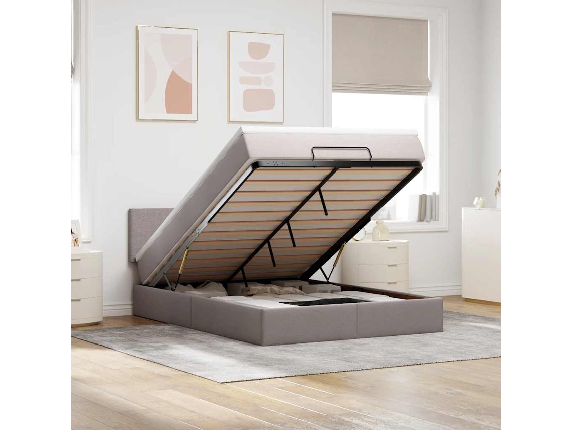 Vidaxl Cama Otomana com Colchão 140x200 Cm Tecido Cinza