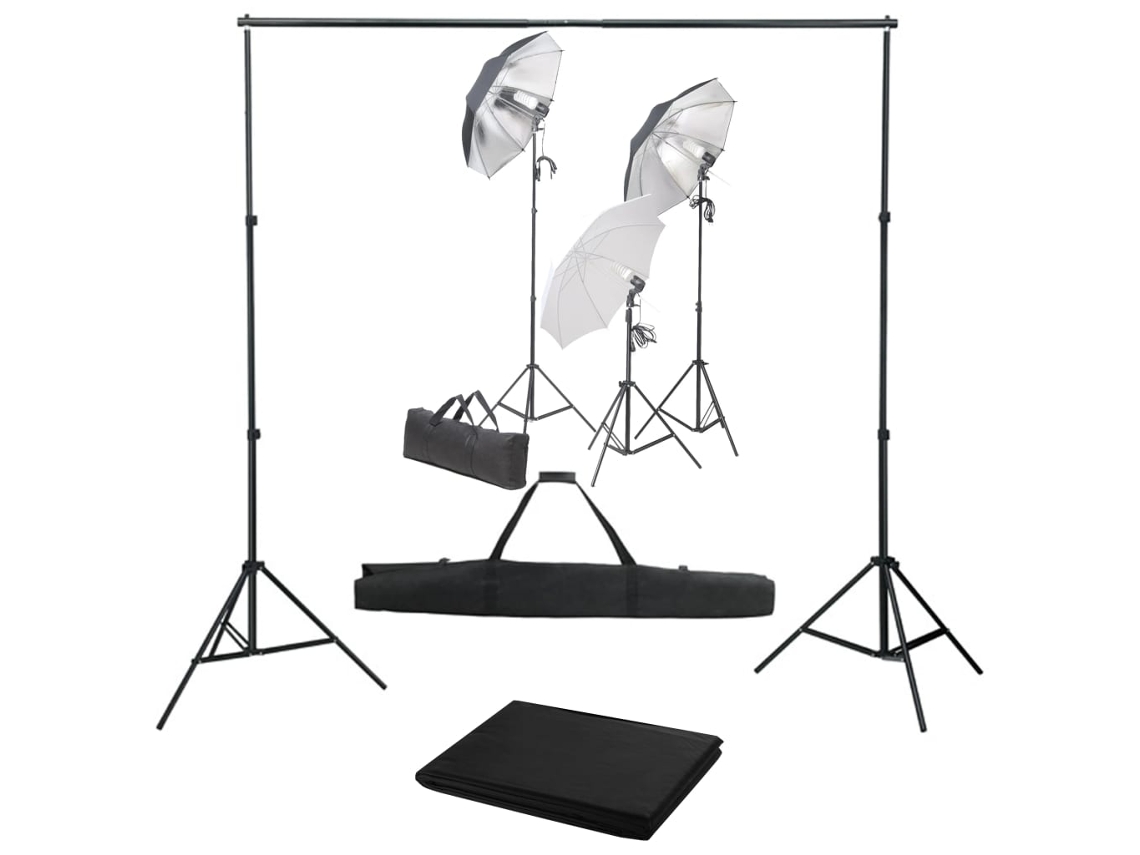 Candeeiro Kit de Estúdio Fotográfico com Conjunto de Iluminação e Fundo