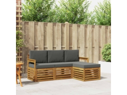 Vidaxl Conjunto De Sofás Para Exterior 4 Unid. Natural E Antracite