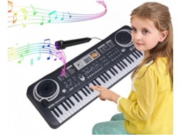 Lurelia Microfone Infantil Com 61 Teclas, Microfone, 10 Ritmos, 3cm E 1 Polegadas