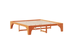 Conjunto 1 Estrutura Da Cama Vidaxl Castanho Madeira De Pinho Maciça (180 X 200 Cm)