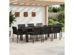 Vidaxl Conjunto De Jantar Para Jardim 25 Unid. Preto Vime Pe