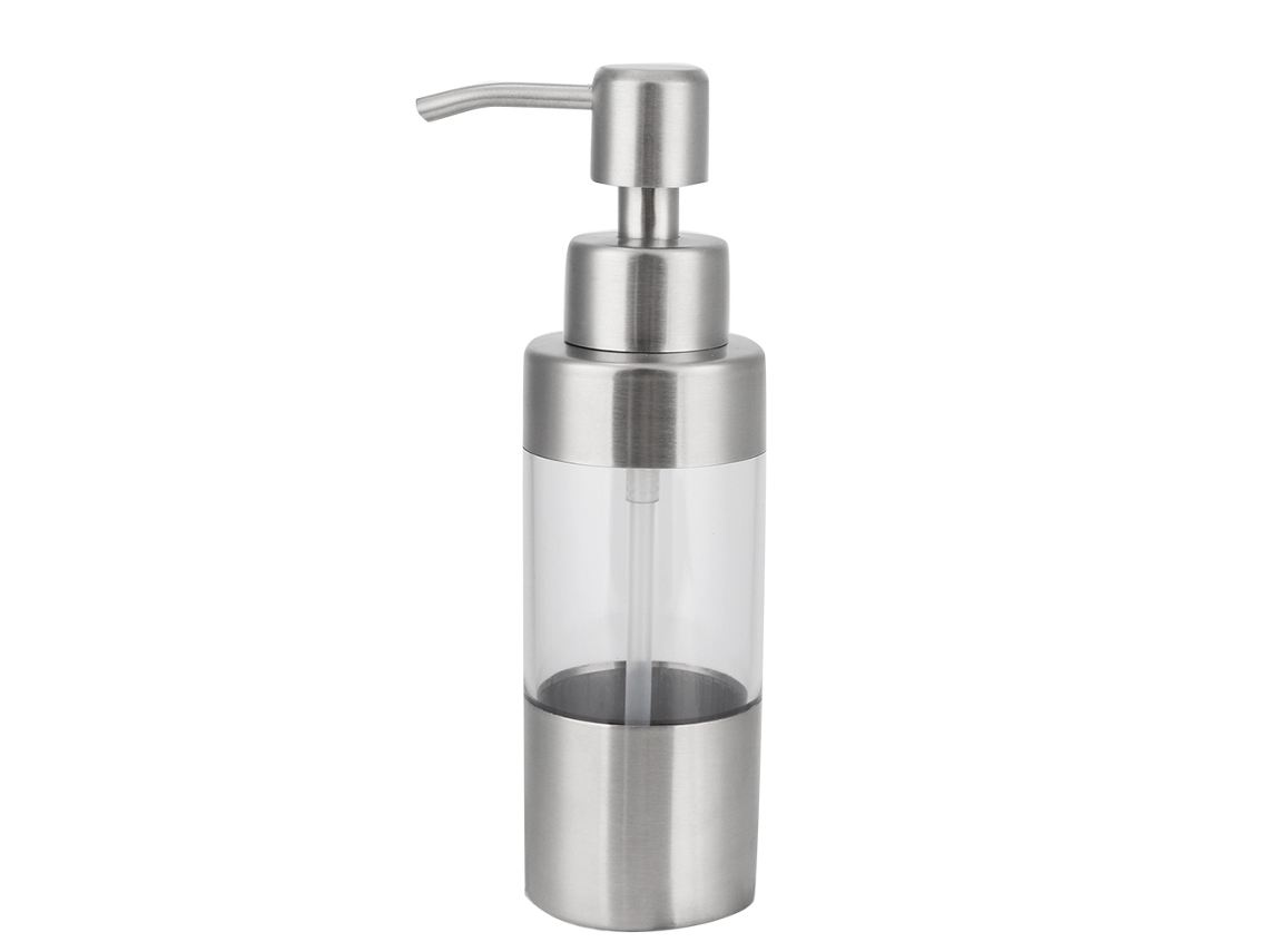 Dispensador de Sabão Manual para Mãos em Abs e Aço Inoxidável com Garrafa Transparente S/MARCA