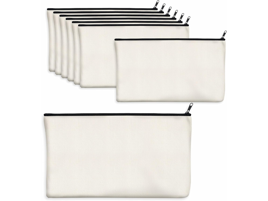 Conjunto De 8 Estojos De Lápis De Lona, Bolsas Com Zíper Para Montar, Materiais De Escritório Aquaforge