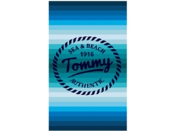 Toalha De Praia De Algodão Tommy Com Riscas Azuis