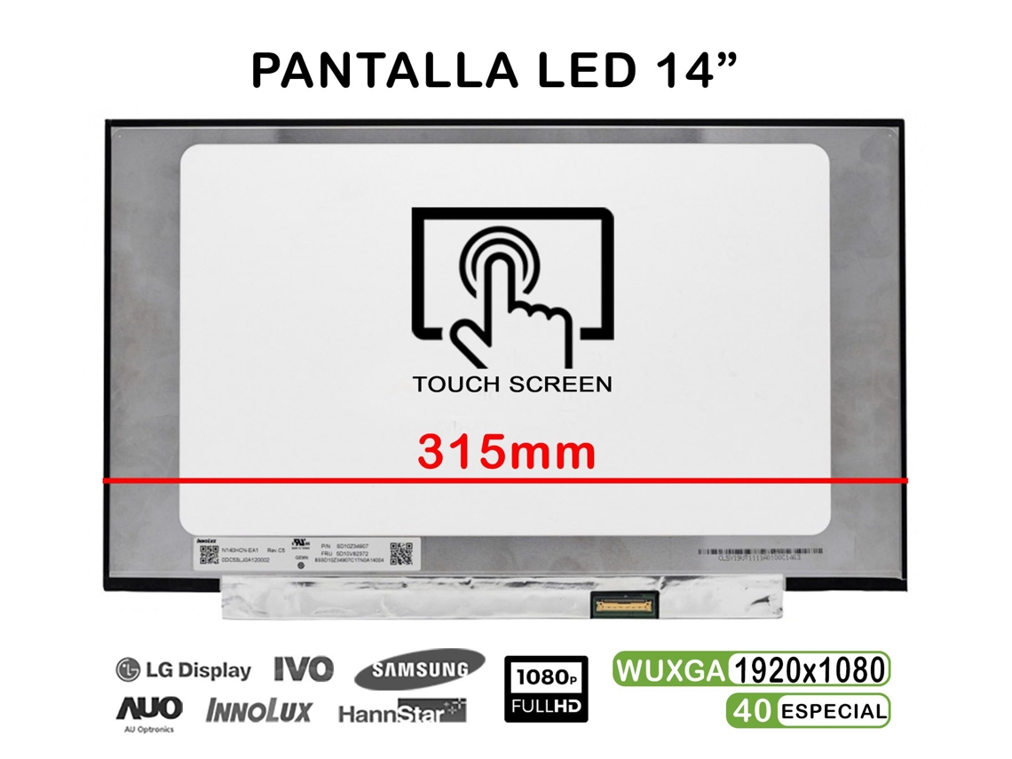 Tela sensível ao toque LED para laptop de 14 polegadas R140nwf5 Ra Hw 2.1 Fw0.0 Fhd 40 pinos 315 mm compatível