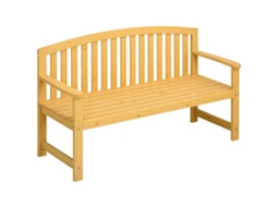 Banco de Jardim 2 Lugares BTFORUS madeira resistente às intempéries com assento e encosto 140x50x85cm laranja