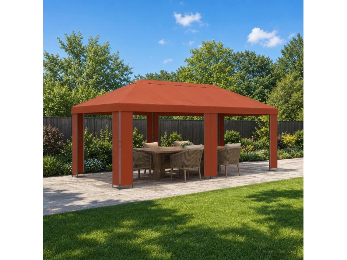 Vidaxl Gazebo De Jardim 6 X 3 M Terracota Poliéster E Aço 190