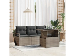 Vidaxl Conjunto De Sofá De Jardim 5 Pcs Cinzeto Vime Pe