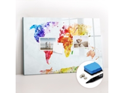 Quadro Magnético Decorativo Mapa-múndi Em Aquarela Para A Cozinha Espelharte (60x40 Cm)