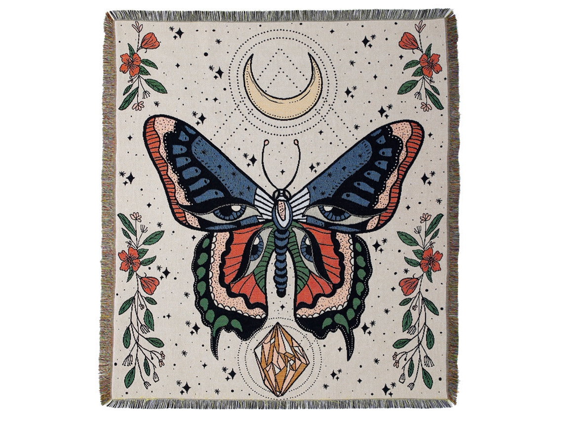 1 Peça 160x130 Cm Malha Colorida Borboleta Xadrez Cobertor Deco-aquaforge