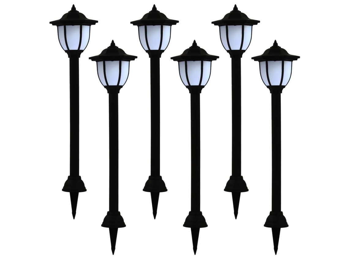 Conjunto 6 Iluminação de exterior VIDAXL Black Polypropylene