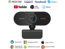 Mini webcam Full HD 1080p para reuniões em laptops com Windows 10. Compatível com Skype, YouTube, Facebook e Black Bestvite.