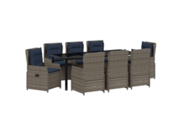 Conjunto 9 Conjunto De Jantar Para Jardim Vidaxl Cinzento Aço Revestido A Pó (200 X 80 X 73 Cm)