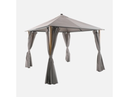 Gazebo Em Alumínio 3x3m Com Cortinas E Led, Bege
