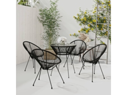 Vidaxl 5 Pcs Conjunto De Jantar Para Jardim Vime De Pvc Preto