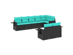 Conjunto de Sofá de Jardim, 9 Peças, Almofadas, Rattan Marrom MAISON EXCLUSIVE