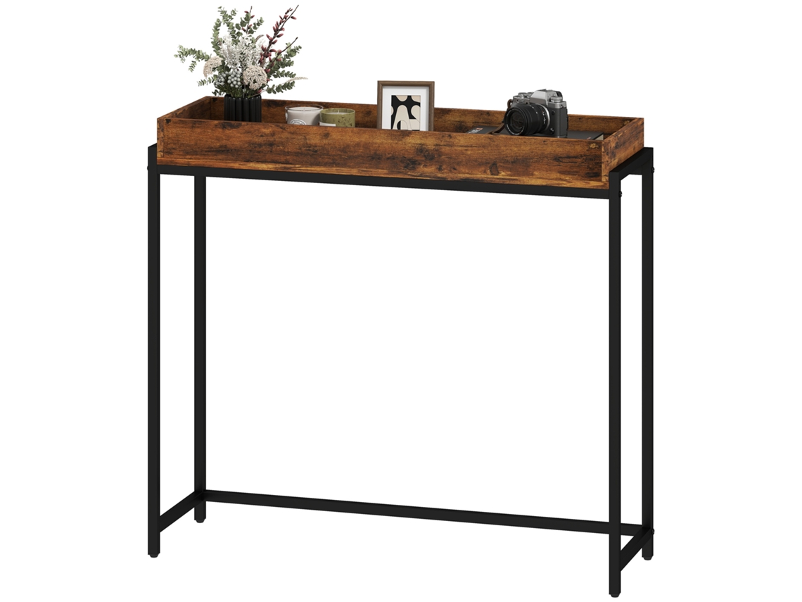 Mesa Flurtisch,Consola Estreita,Metal,Marrom Rústico BTFORUS