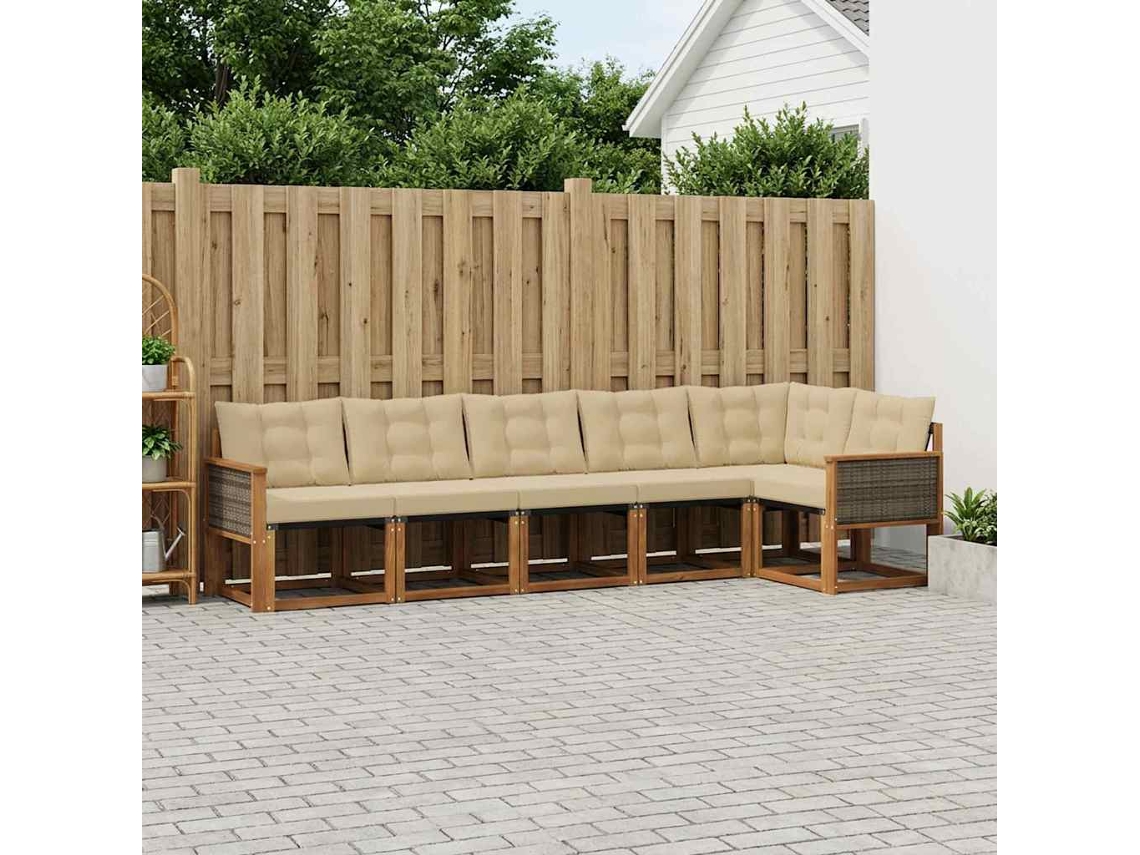 Vidaxl Conjunto De Sofás Para Exterior 6 Pcs Natural E Bege