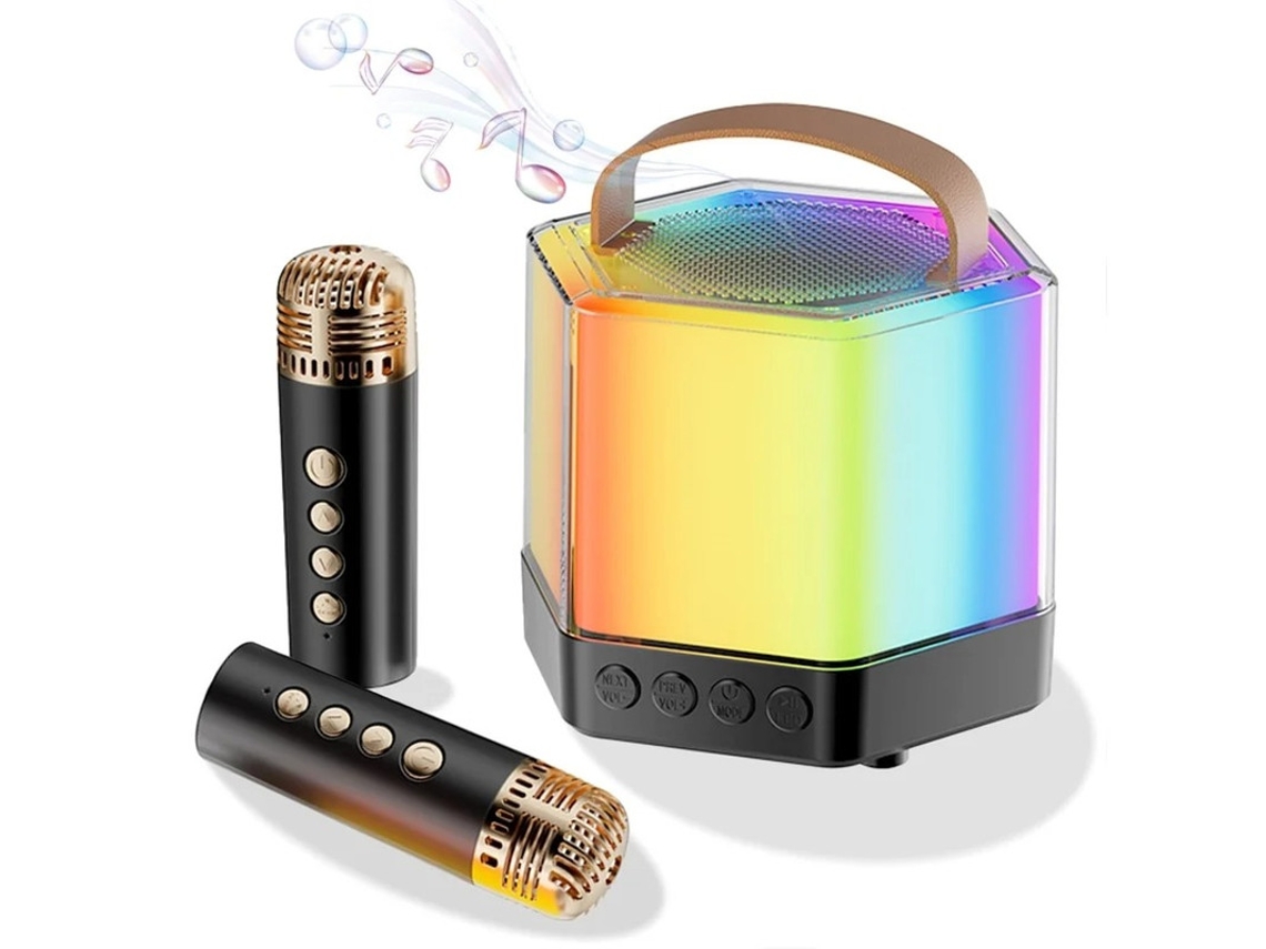 Mini Máquina De Karaokê Para Crianças E Adultos, Alto Falante Bluetooth Portátil Com 2 Microfones Sem Fio, Conjunto De Alto Falante De Karao Yizhood