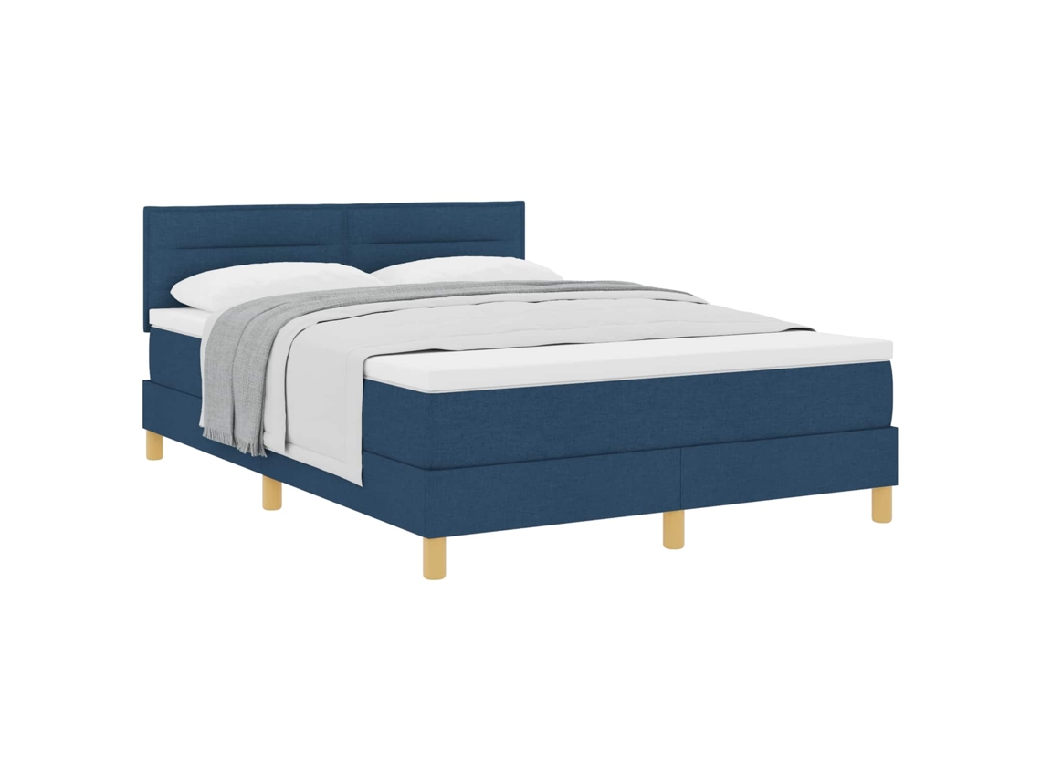 Cama Box com Almofada com Cabeceira Azul 140 X 200 Cm Tecido MAISON EXCLUSIVE