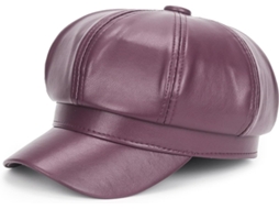 Boina feminina SFUSHOS, couro PU, ajustável, para outono/inverno
