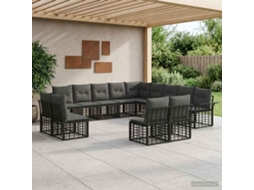 Vidaxl Conjunto De Sofás Para Exterior 13 Pcs Preto E Cinza Escuro