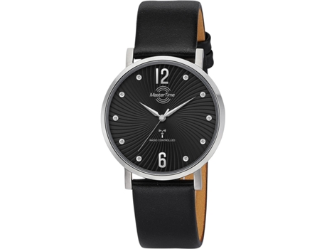 Relógio feminino preto couro real Mtla-10801-25L MASTER TIME