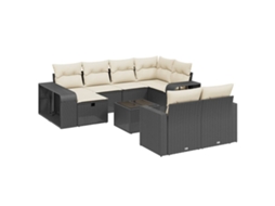 Conjunto 1 Conjunto De Sofás De Jardim Vidaxl Preto Vime Pe (65.5 X 62 X 69 Cm)