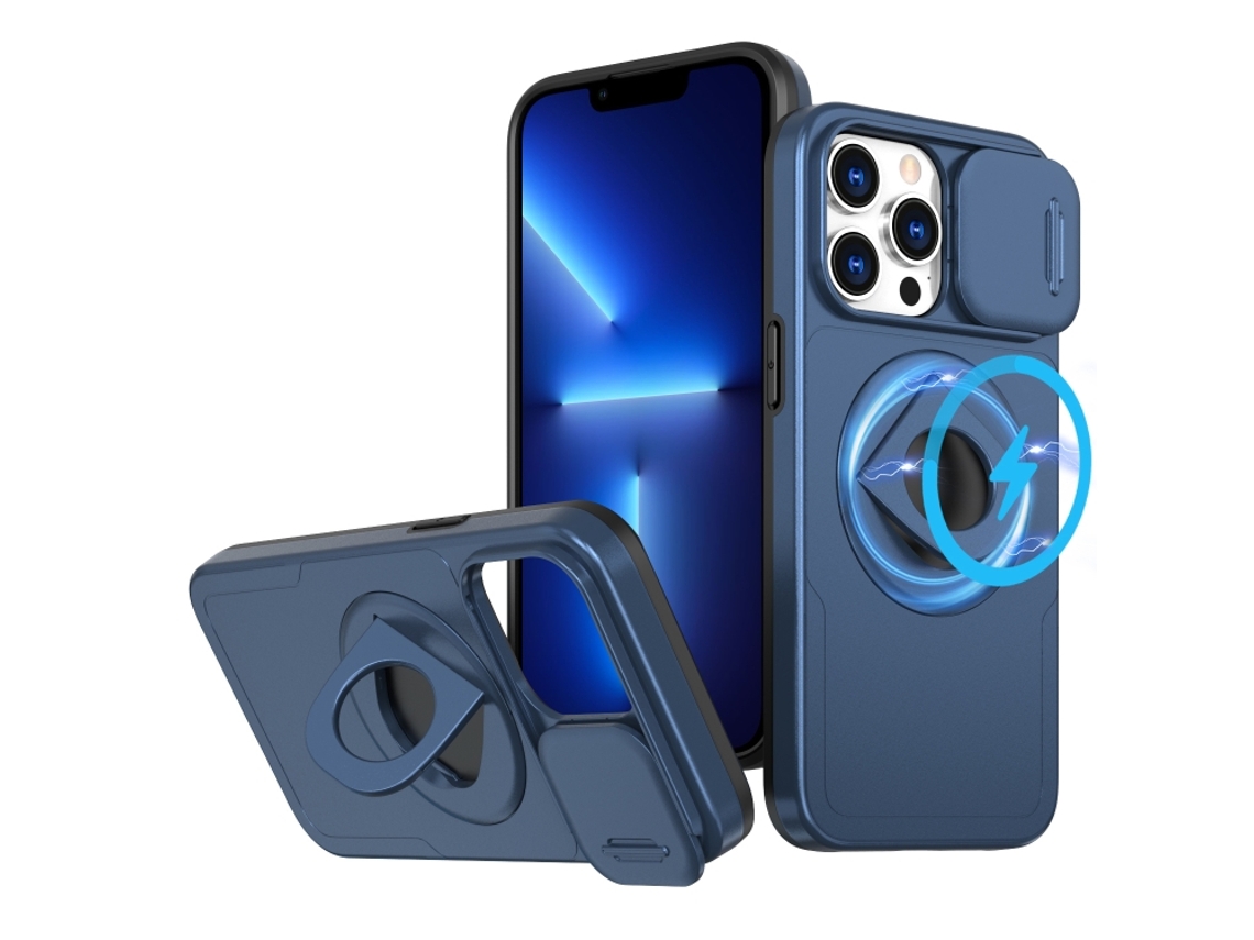 Capa Zruxe Compativel Com Iphone 13 Pro (camshield - Magsafe - Ring Holder - Armor - Azul)