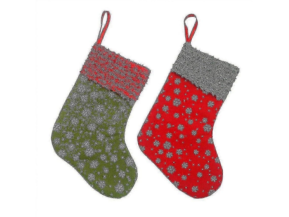 Meias De Natal Para Decoração De Natal, 24 Peças, Vermelha E Verde. Loja Olysi