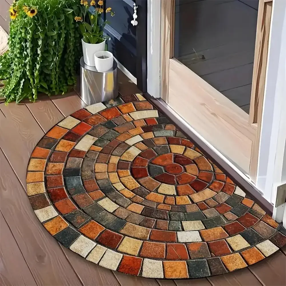 (estilo 13 45x70cm) Tapete De Entrada Semicircular Em Mosaico, Estilo Retrô, Com Formato De Leque.