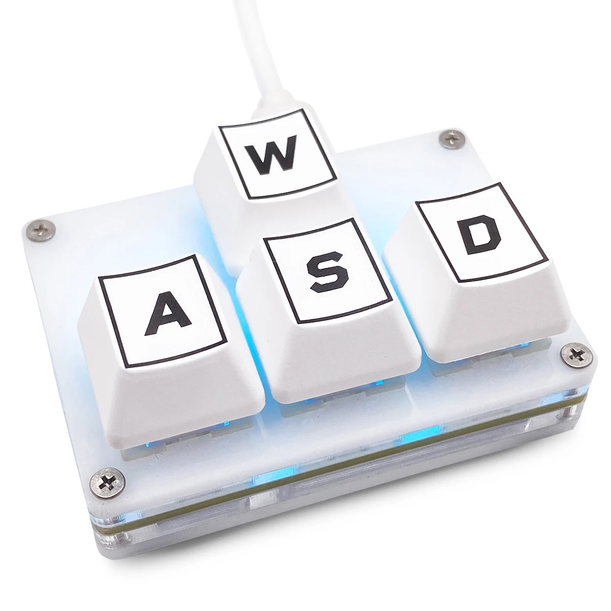 (branco Wasd) Mini Teclado De 4 Teclas Com Teclas De Atalho, Programável.