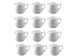 Conjunto De 12 Pequenas Jarras De Porcelana Branca Para Leite, Leite E Cremeiras, Com Capacidade Para 50ml Cada.
