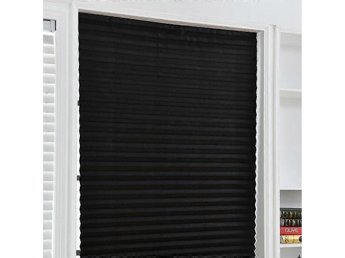 Persiana Plissada Autoadesiva 90x150cm Preta Nova Line