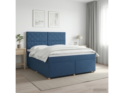 Vidaxl Cama Box Spring Com Colchão Azul 180 X 200 Cm Tecido